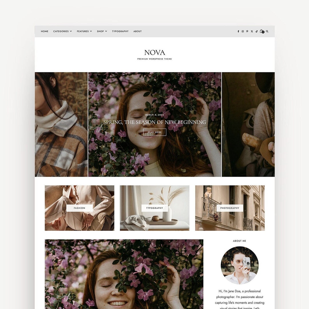Nova Wordpress Theme • Responsive Wordpress Theme • Feminine Wordpress ...