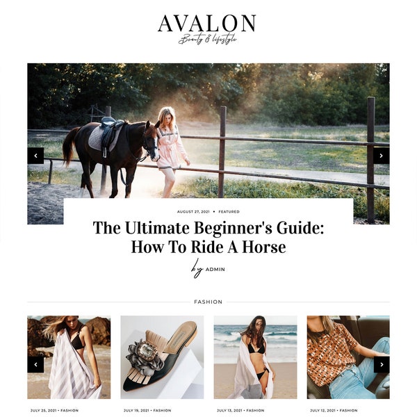 Avalon • Responsive Blogger template, modern premium Blogger theme, slider lifestyle blog design, premade feminine fashion Blogspot layout