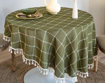 Groene Franse geruite geborduurde ronde vintage rechthoek tafelkleden, polyester tafelkleed, indoor outdoor party tafel decor, aangepast formaat