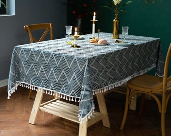 Nordic White Fabric Table Cloth Table Cover Rectangular Table Dining Tableware