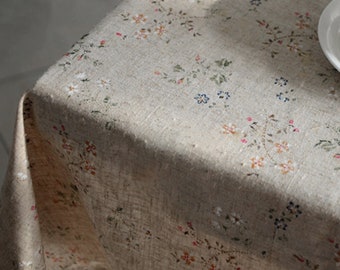 Tovaglie rettangolari vintage floreali in lino francese, tovaglia lunga da matrimonio in cotone, decorazioni per la tavola per feste all'aperto, dimensioni personalizzate