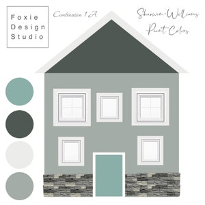 Actual Color Chips:Pre-Made Exterior House Paint Palette,Exterior Color Palette,Sherwin-Williams Exterior House Palette,Exterior House color