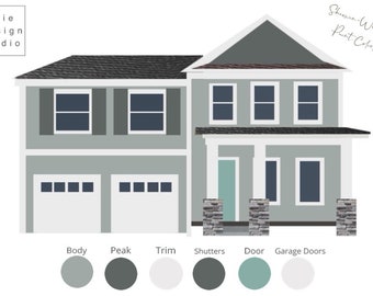 Digital Pre-Made Exterior House Paint Palette,Exterior Color Palette,Sherwin-Williams Exterior House Palette,Exterior House Palette