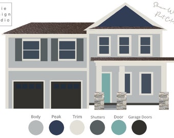 Paleta de pintura de casa exterior prefabricada digital,Paleta de colores exteriores,Paleta de casa exterior de Sherwin-Williams,Paleta de casa exterior