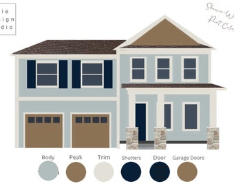 Paleta de pintura de casa exterior prefabricada digital,Paleta de colores exteriores,Paleta de casa exterior de Sherwin-Williams,Paleta de casa exterior