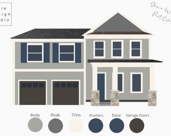 Digital Pre-Made Exterior House Paint Palette,Exterior Color Palette,Sherwin-Williams Exterior House Palette,Exterior House Palette