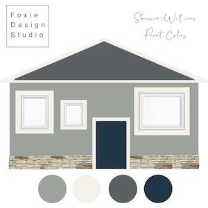 Digital Pre-Made Exterior House Paint Palette,Exterior Color Palette,Sherwin-Williams Exterior House Palette,Exterior House Palette