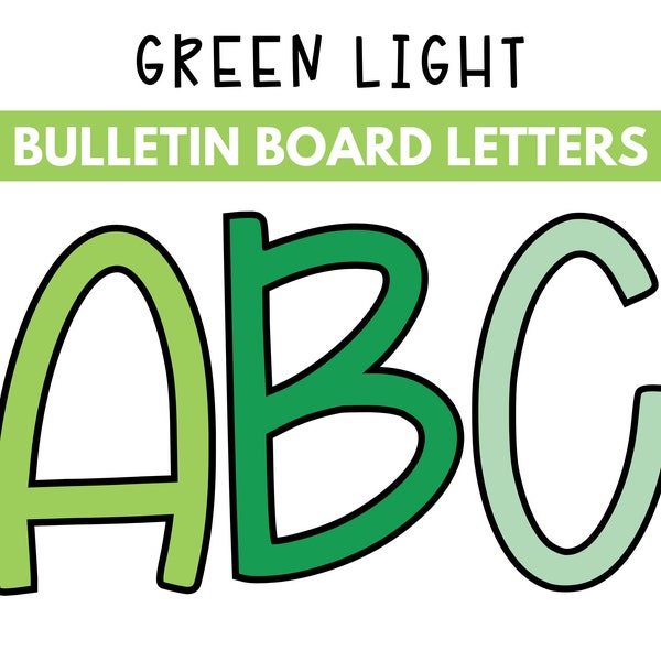 Green Light Bulletin Board Letters | Printable DIY | Instant Download