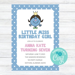 Little Miss Birthday Girl Party Einladung Sofort Download Bearbeitbar