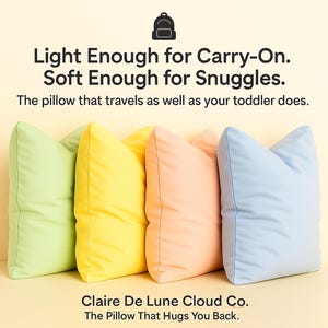 Almohada de viaje para niños pequeños / Almohada suave tipo nube para asiento de coche, avión y siesta / Lavable / Portátil / Claire De Lune