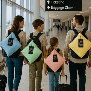 Almohada de viaje para niños: suave tela de bambú, sensorial y lavable, perfecta para guarderías, siestas, vuelos y viajes en coche.