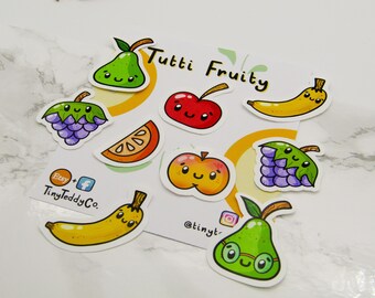 Fruit Stickers, Kawaii fruit die-cut water-resistant stickers