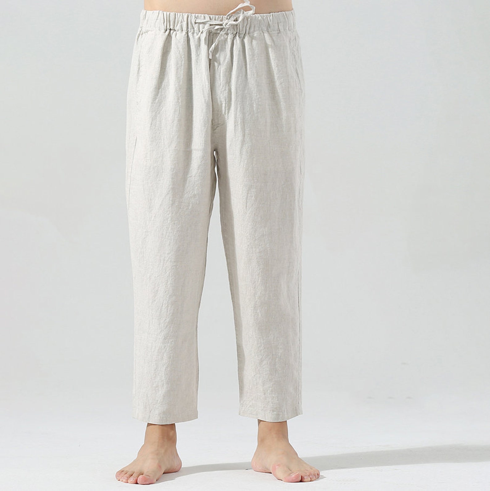 Men linen cropped pants/Men narrow pants/Men thin linen summer | Etsy
