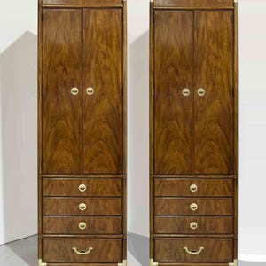 1970s Campaign Chifferobe Accolade Collection by Drexel Furniture - A Pair
