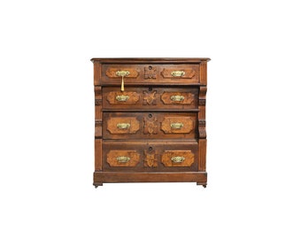 Antique Eastlake Style Carved Oak Chest of Drawers Entryway Console