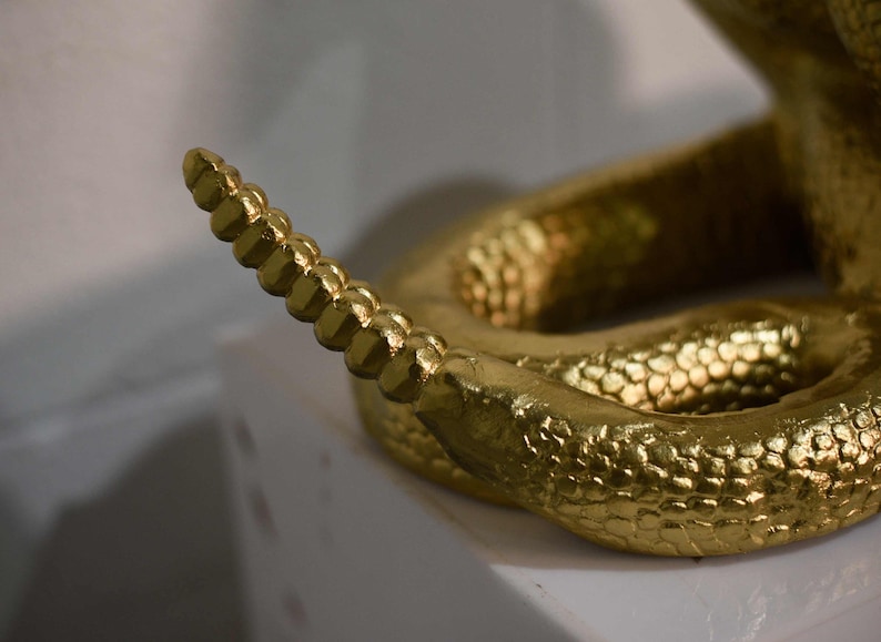Metal Snake Rattle Vintage Gilded Coiled Cast Metal Rattlesnake Statue - Etsy