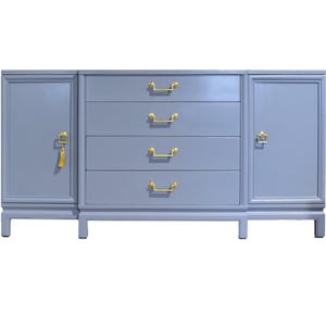 1950s Mahogany Sideboard by Landstrom Furniture in Blue - Newly Painted