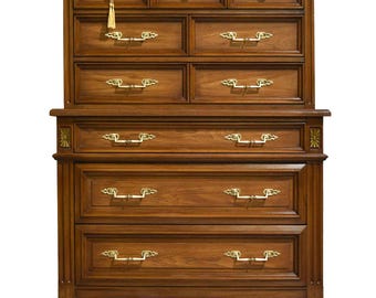 Mid Century Transitional 6-Drawer Chest with Brass Hardware by White Furniture