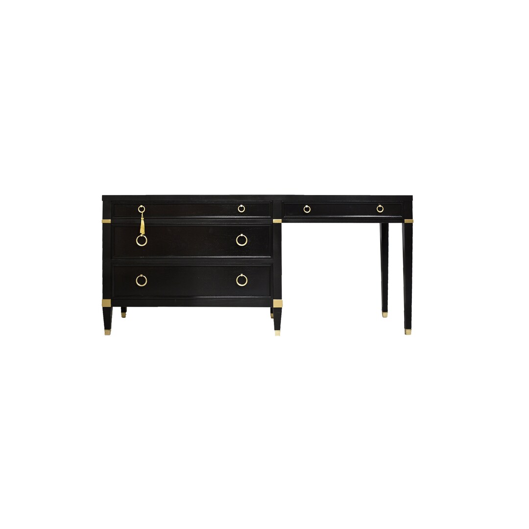 Mid Century Writing Desk Black and Gold by Milling Road for Baker