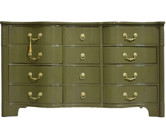 Mid Century Curved Front Georgian Revival Dresser The Kentmark by Kent Coffey - Newly Painted