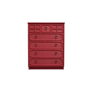 1960s Drexel Omega Kensington Collection Faux Bamboo and Cane Highboy Dresser
