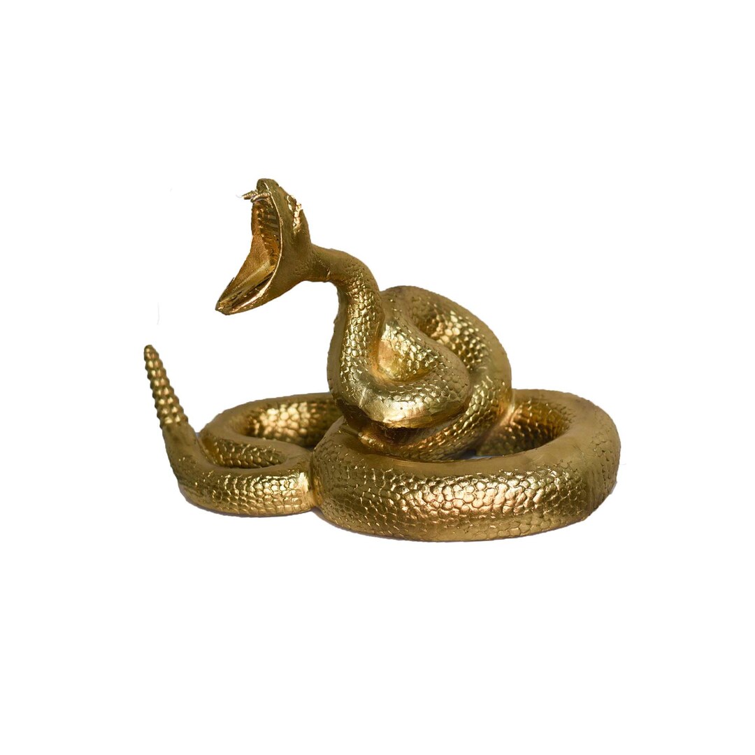 Metal Snake Rattle Vintage Gilded Coiled Cast Metal Rattlesnake Statue - Etsy