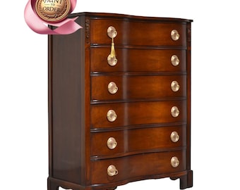 PAINT TO ORDER Mid Century Regency Style Mahogany Serpentine Tallboy The Darlington Collection by Kent Coffey