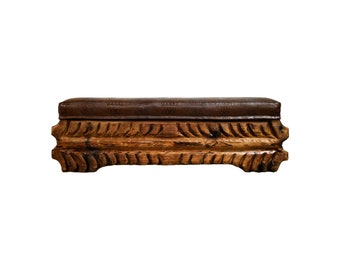 Vintage Rustic Mock Crocodile Carved Wood Bench