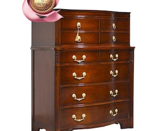PAINT TO ORDER Vintage Mahogany Tallboy Dresser with Serpentine Front