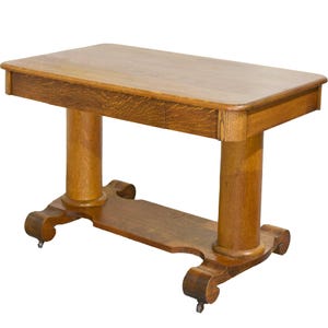 Antique American Arts & Crafts Mission Oak Library Table