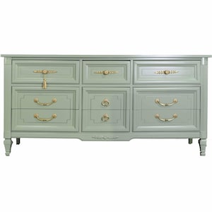 Mid Century Transitional Dresser in Sage Green by Dixie Furniture - Newly Painted