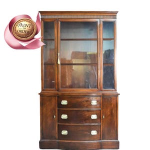 PAINT TO ORDER Mid Century Regency Style Mahogany Display Curio China Cabinet