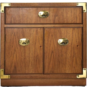 Mid Century Campaign Style Side Table Nightstand - Single Unit