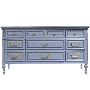 Mid Century Transitional Dresser in Blue by Dixie Furniture - Newly Painted