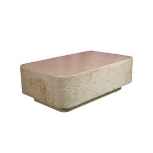 1980s Travertine Effect Cast Fiberglass Rectangular Plinth Coffee Table