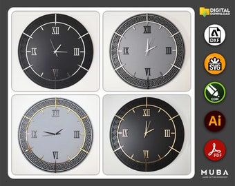 Wall Clock SVG, Watch Models, Wall Decor Clocks, SVG Files for Laser Cut File, Vector Plan, Cnc Router File, Cnc Cut File Collection