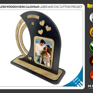 CALENDAR Laser Cut Files, Perpetual Calendar, Vector, Cnc Cut, SVG, Valentines Day, Dxf file, Laser plan eternal calendar, 2023 Calendar dxf