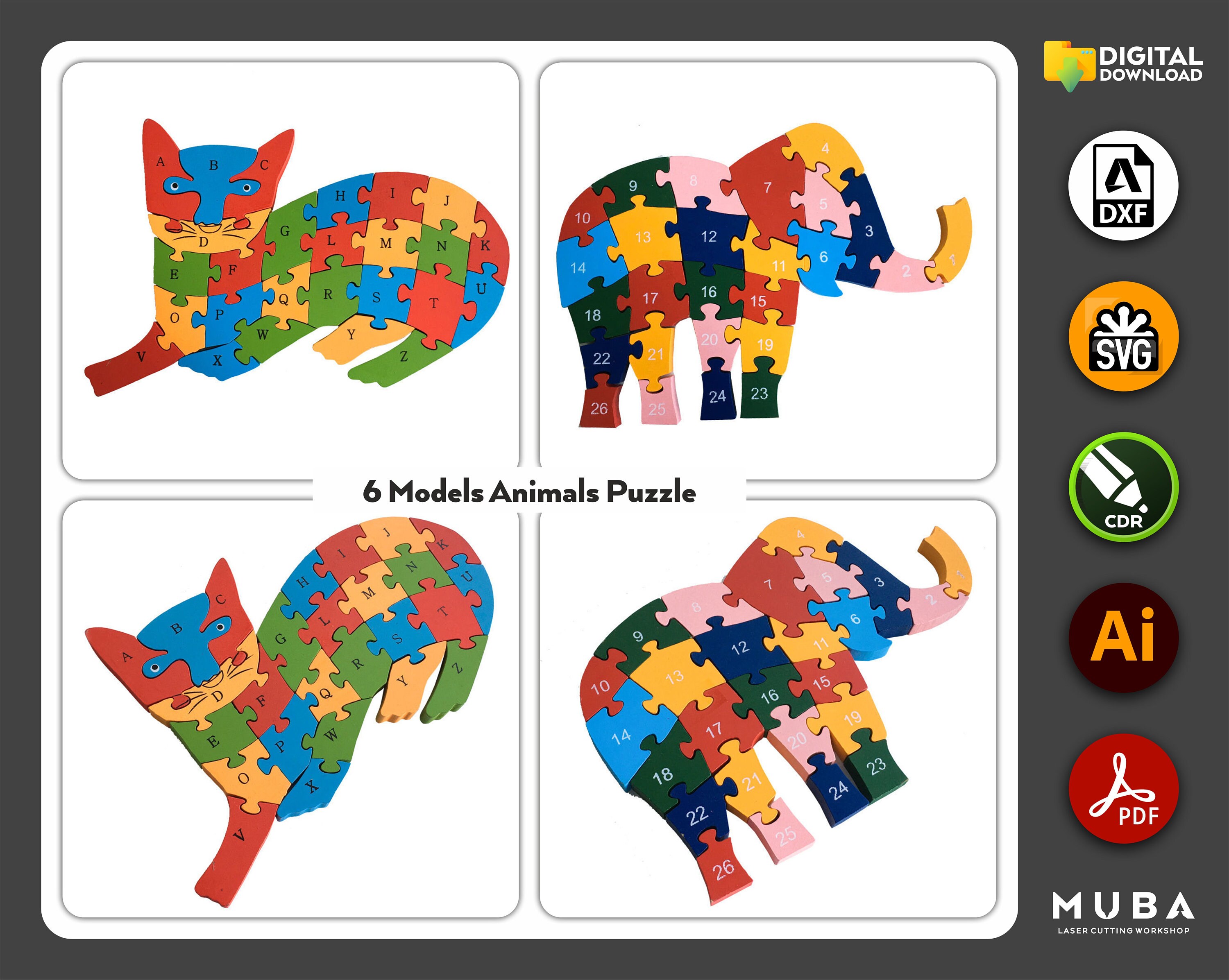 Animal puzzle - Etsy 日本