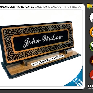 Wooden Desk Nameplates, Personalized Gift, Office, Laser cut file, CNC files, dxf, svg, cdr, ai, pdf, Vector Templates, Laser Project