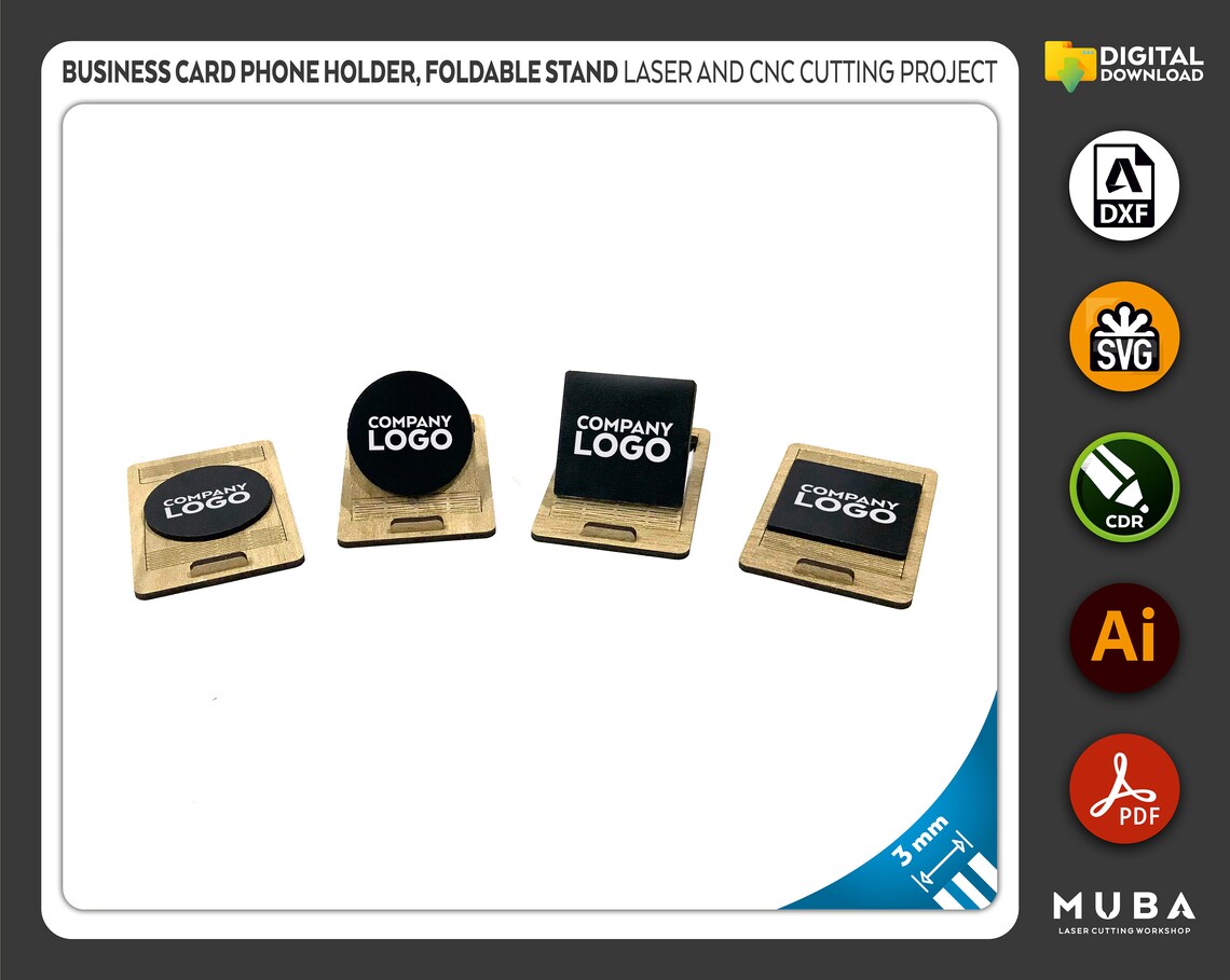 Business Card Phone Holder Foldable Phone Stand Laser Cut Etsy