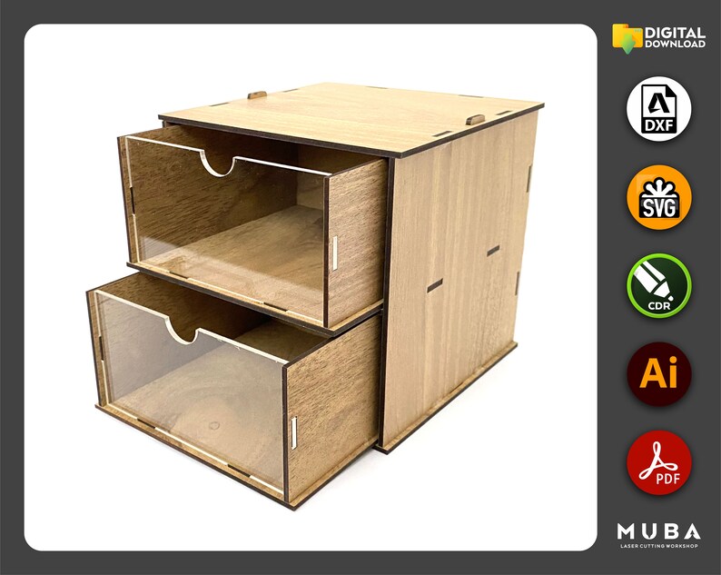 Laser Cut Desktop Organizer SVG Hobby Storage Box Drawer Etsy