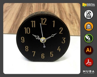 Wooden Desk Clock, Office Product, Co-Worker Gift, Laser cut file, CNC files, dxf, svg, cdr, ai, pdf, Vector Templates, Laser Project