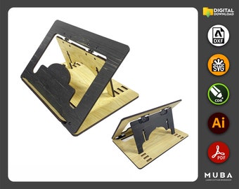 Suporte para Alcorão com corte a laser, suporte para Alcorão, Alcorão Kerim, suporte para livros, islâmico, Dxf, PDF, Ai, arquivo cortado a laser, corte CNC, corte Glowforge, modelo vetorial