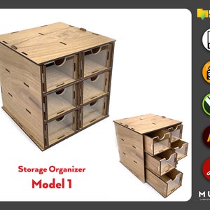 Laser Cut Desktop Organizer SVG, Hobby Storage Box, Drawer Organizer SVG, Laser cut file, Glowforge Cut, 3 mm, Model1