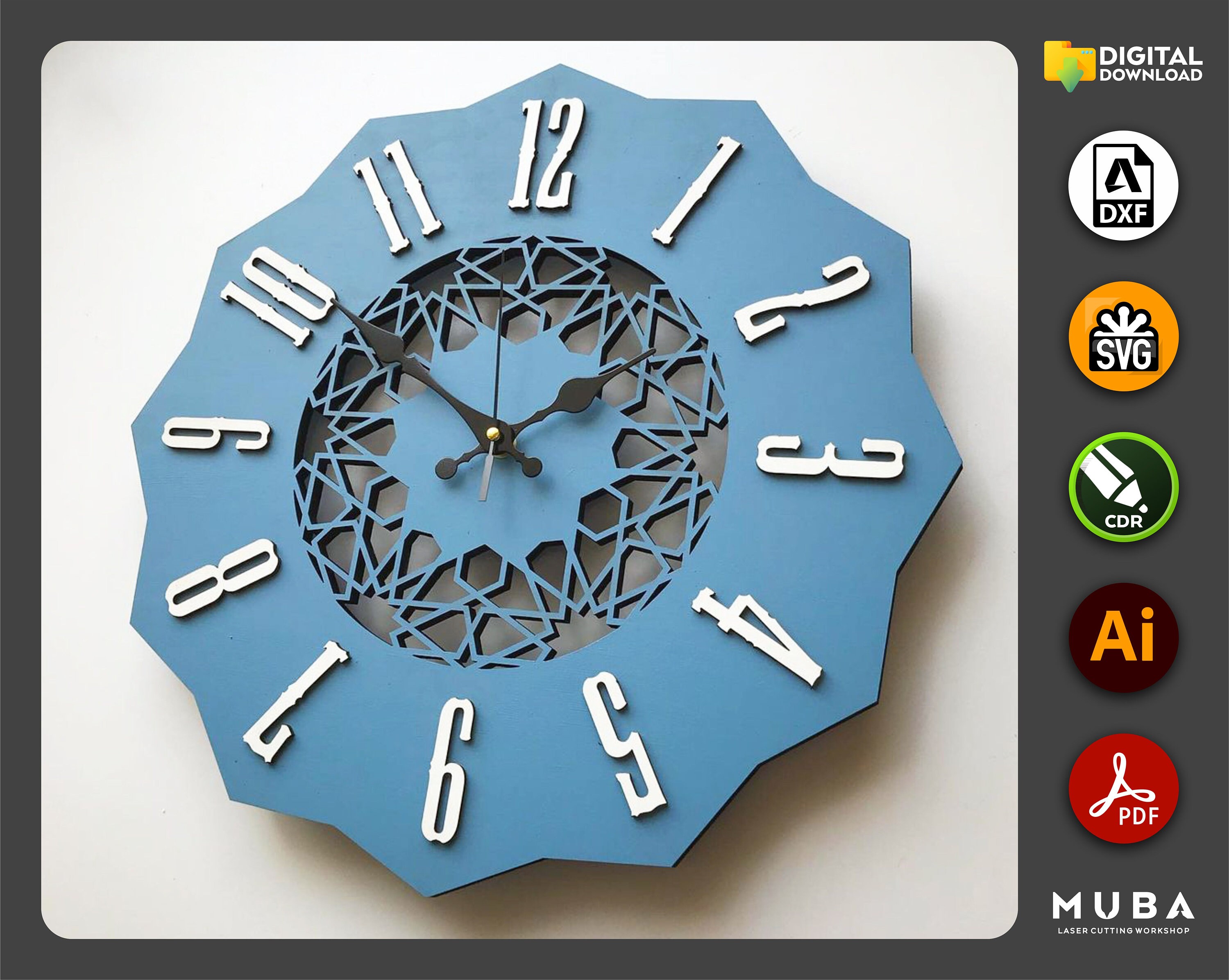Marvel Clock Dxf Wall Clock SVG, Watch Models, Wall Decor Clocks, DXF Files for Laser ...