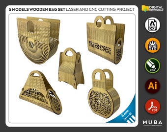 Laser cut handbag, bundle svg file, glowforge, clutch, laser cut file, svg, vector template, handbag dxf, cnc pattern cricut svg clutch file