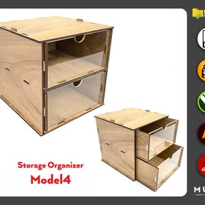 Laser Cut Desktop Organizer SVG, Hobby Storage Box, Drawer Organizer SVG, Laser cut file, Glowforge Cut, 3 mm, Model4