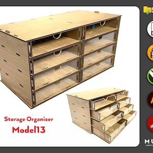 Laser Cut Desktop Organizer SVG, Hobby Storage Box, Drawer Organizer SVG, Laser cut file, Glowforge Cut, 3 mm, Model13