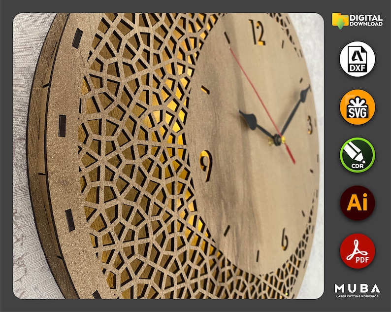 3 Sizes Wall Clock SVG Watch Models Wall Decor Clocks DXF Etsy