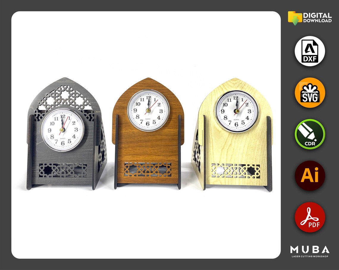 3 Models Desk Clock Office Product Coworker Gift Laser Cut Etsy